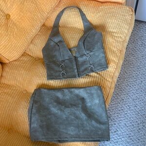 SHEIN Olive Green Skirt Set